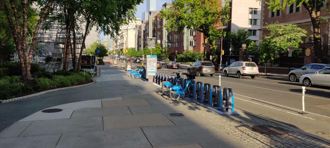 picture of Indego Bike Share in front of Domus at 34th and Chestnut
