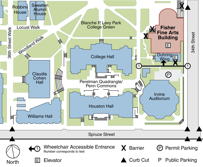 Fisher Fine Arts Library Accessibility Map