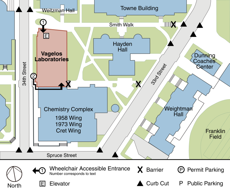 Vagelos Laboratories of the IAST, Roy and Diana Accessibility Map