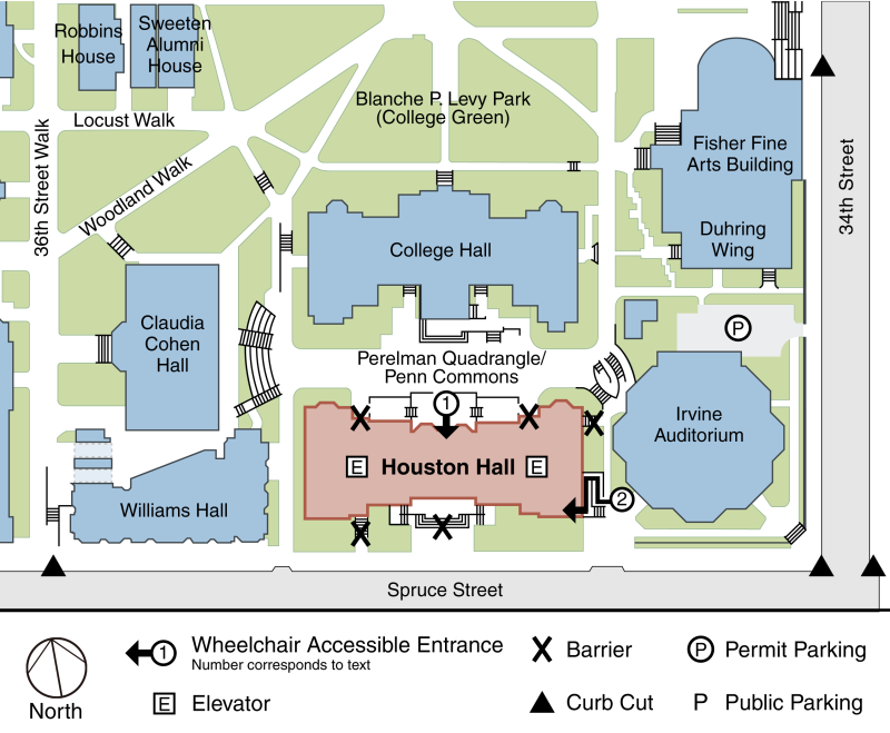 Houston Hall Accessibility Map