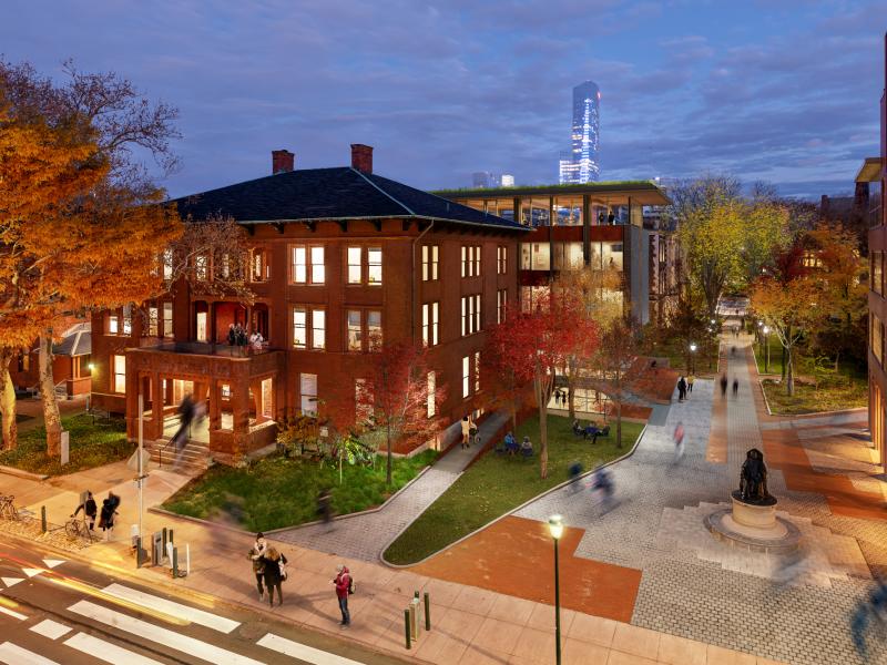 Aerial rendering of expanded Weitzman Hall 