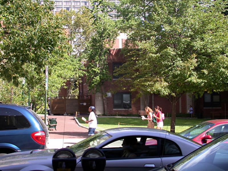 Franklin Building Annex with people walking by the front