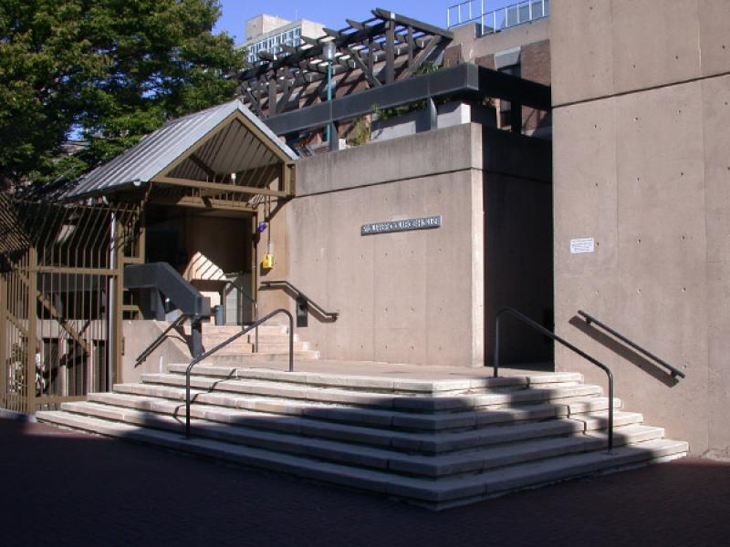 Stouffer College House entrance staircase