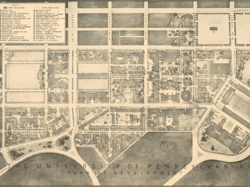 Historical Drawing of Penn's Campus