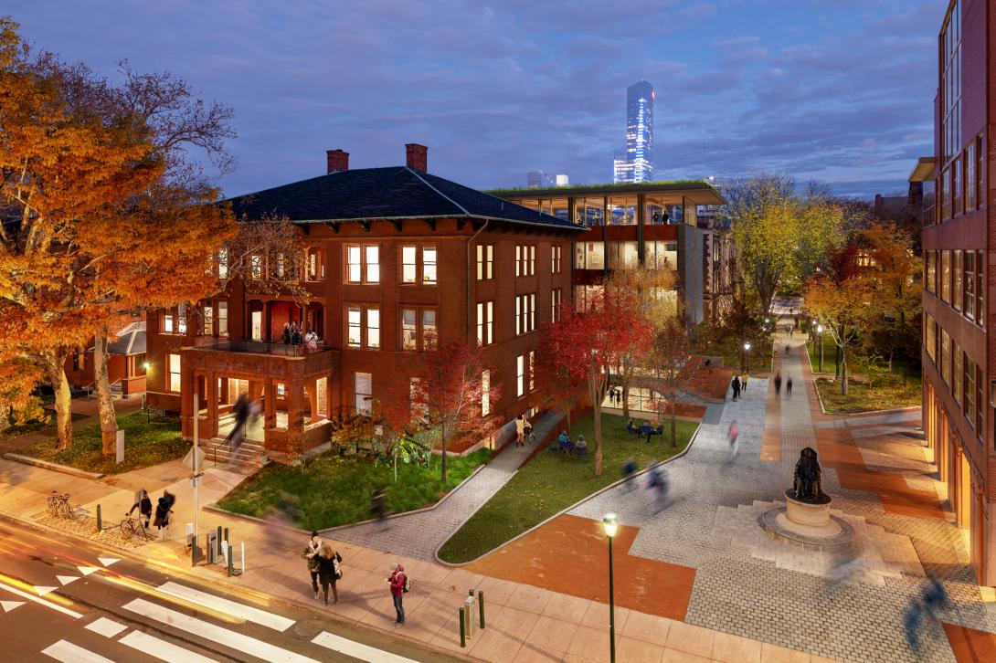 Aerial rendering of expanded Weitzman Hall 