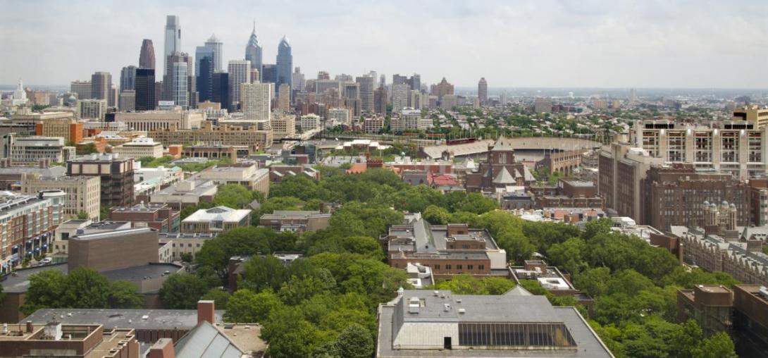 Penn with Philadelphia skyline behind