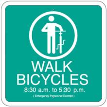 Walk your bike sign