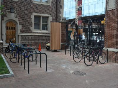 bike rack in front of building on 36th & Spruce Streets