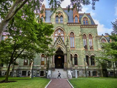 Exterior view of the front of college hall