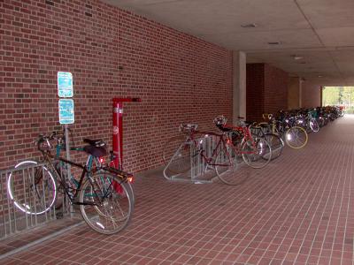 Bike rack in front of the Chemistry Building