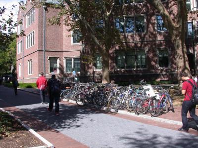 bike rack next to Bennett Lerner