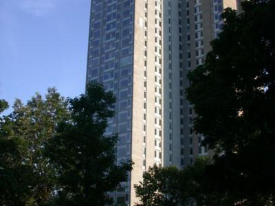 A view of the Rodin College House exterior from the street level