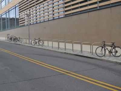 bike rack outside Colkett Building 