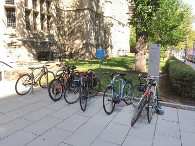 bike rack behind Houston Hall