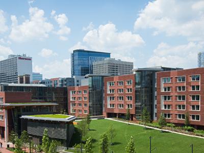 Lauder College House aerial photo with green space in the middle