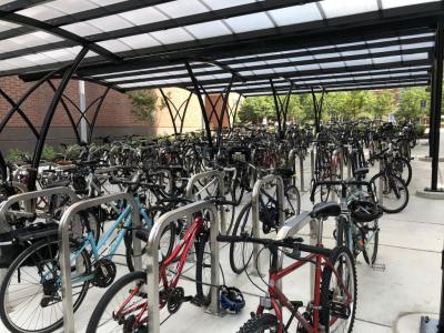 bike rack outside of Osler Circle Greenway