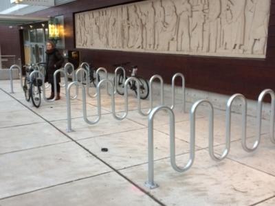 bike rack next to Advanced Medicine building